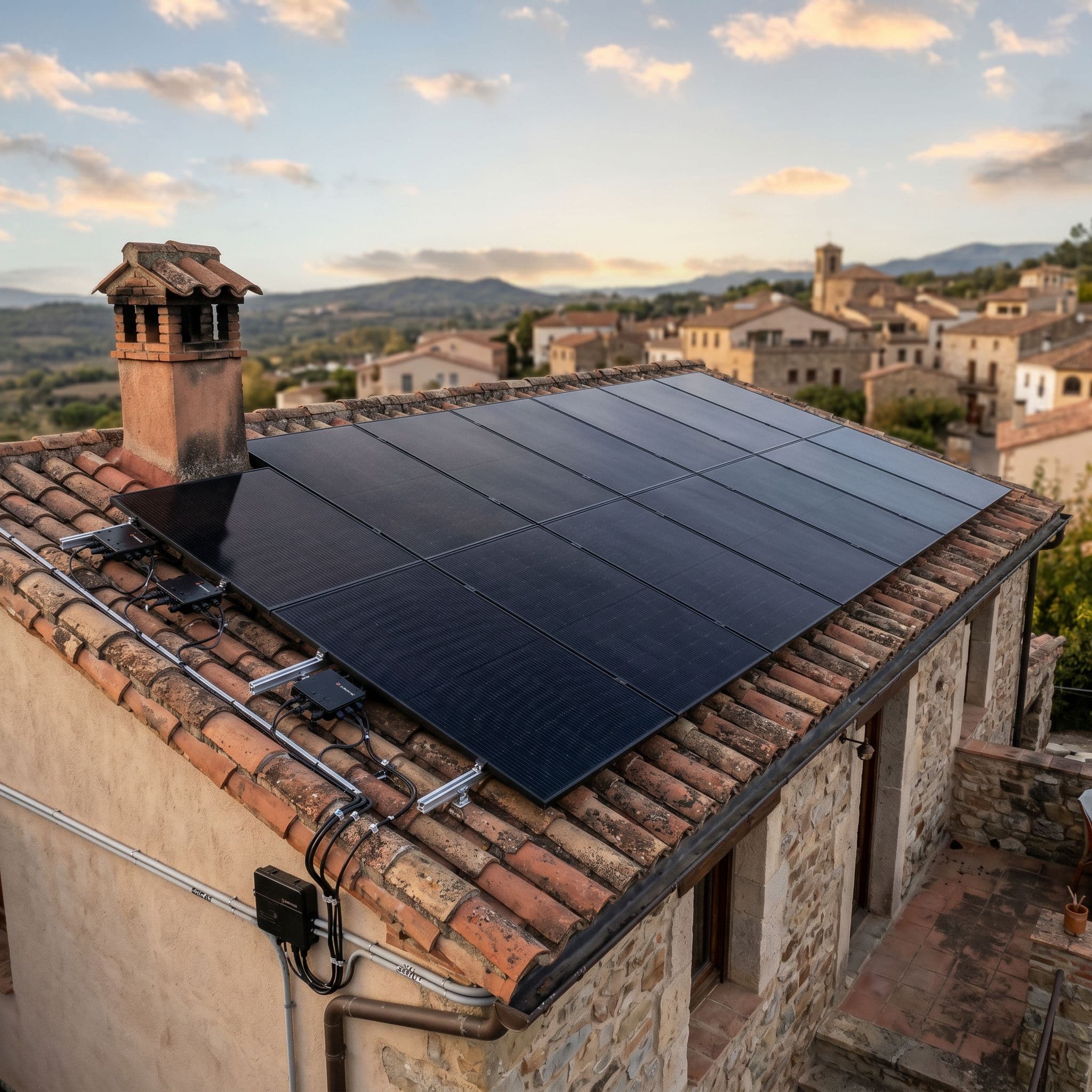 Instalación fotovoltaica de 5 kWp con microinversores Enphase para gestionar sombras parciales de chimenea