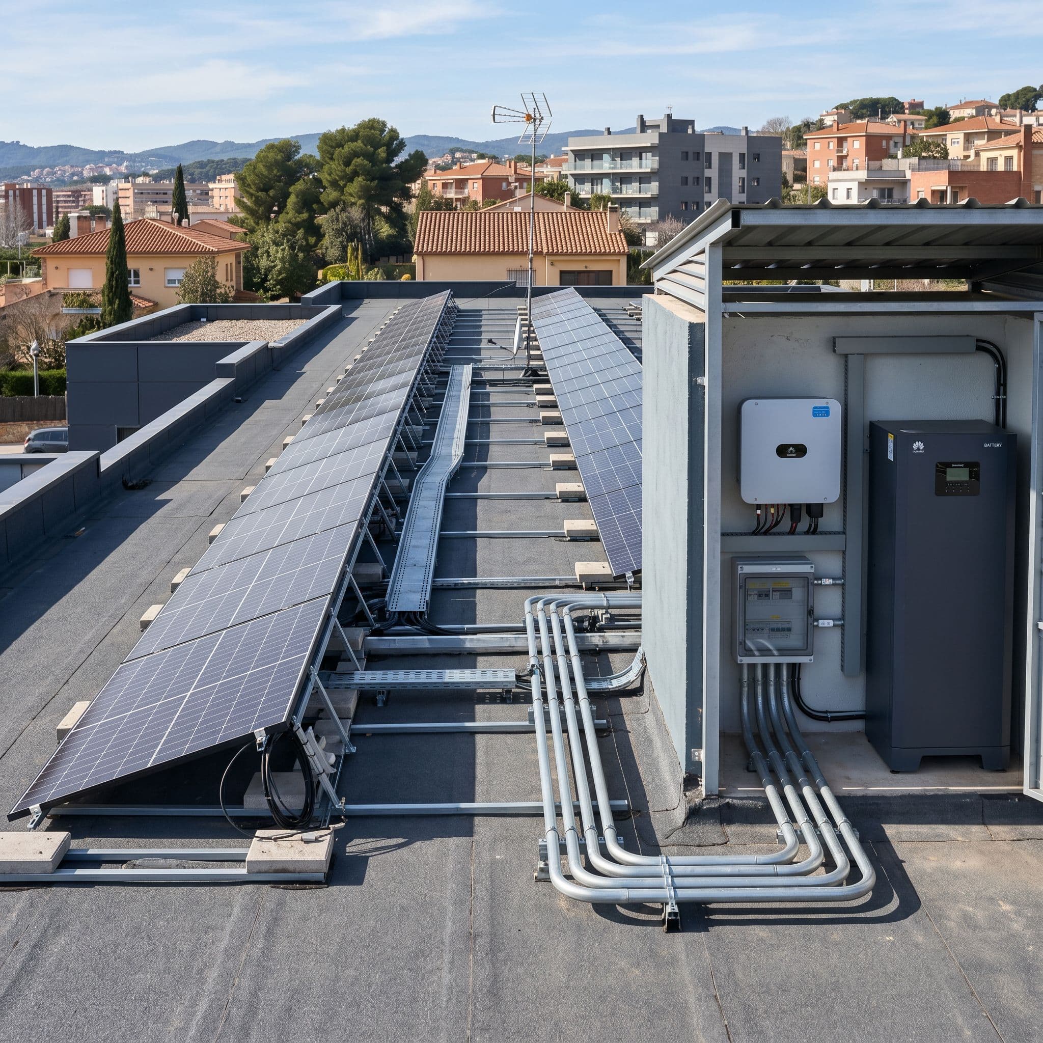 Instalación fotovoltaica de 18 kWp en cubierta plana con orientación este-oeste para vivienda premium o comercio